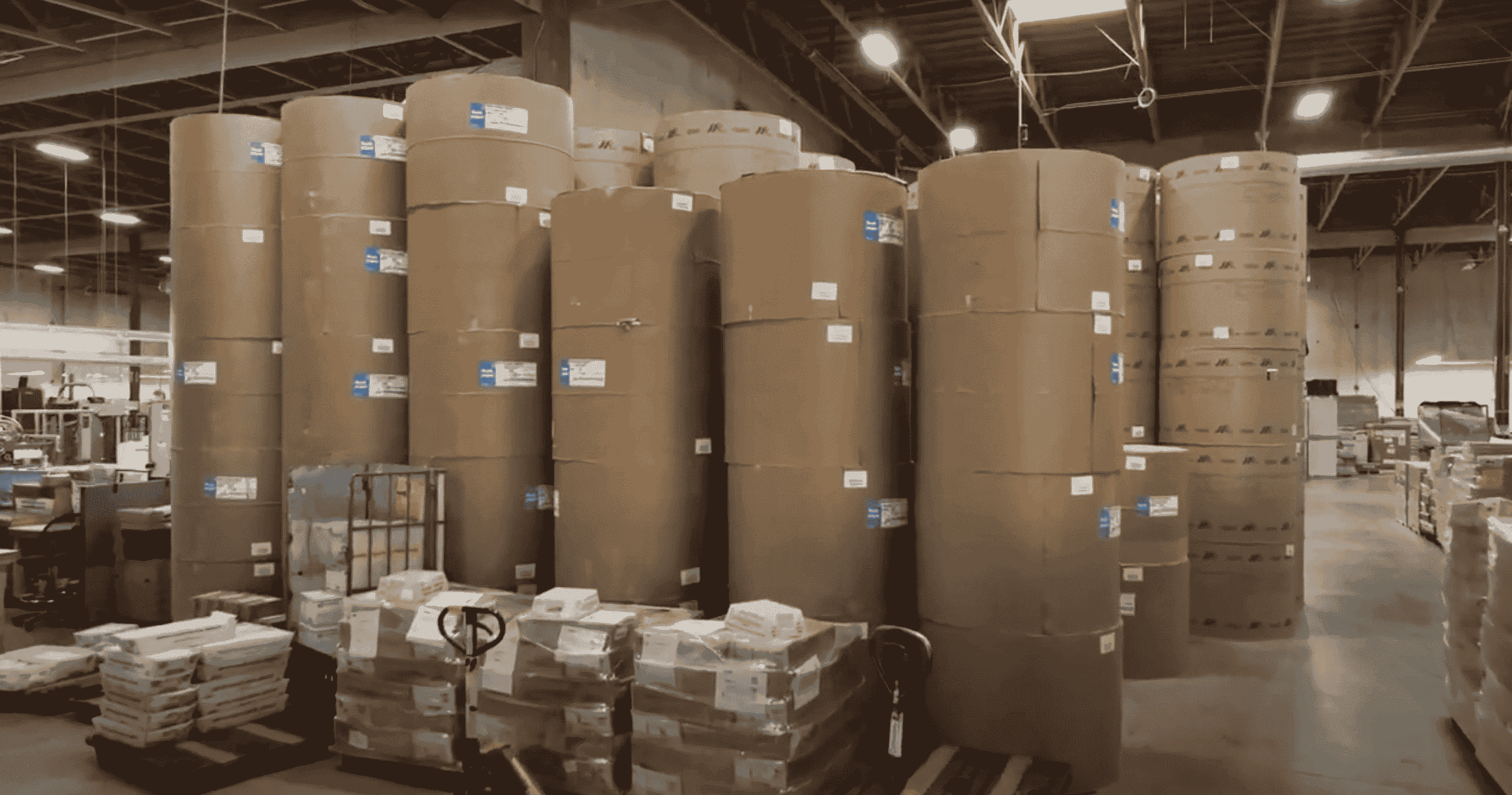 paper rolls  kp corp warehouse compressed